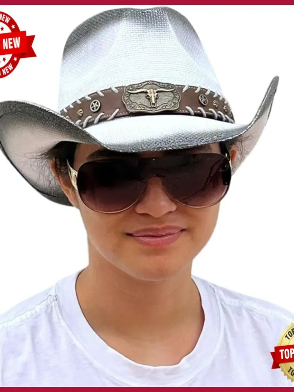 Adjustable Straw Cowboy Hat for Men Women Western Sun Hat Travel